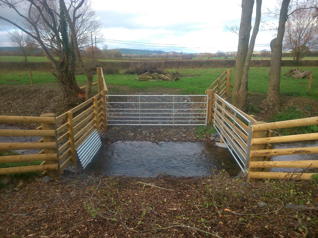 Wernddu Farm in the Camlad catchment. Fencing has been installed to protect the tributary running through the farm.